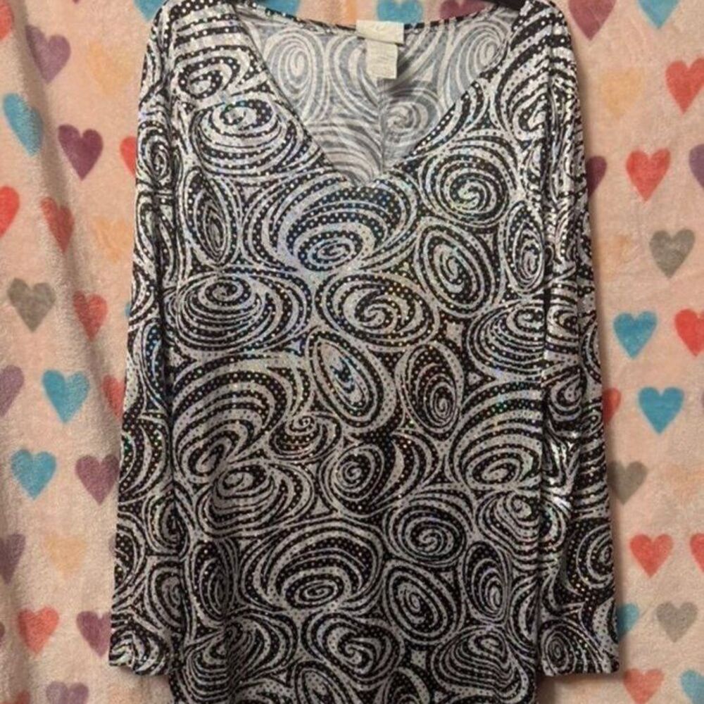 Psychedelic Sequin Graphic Swirly Shift Dress